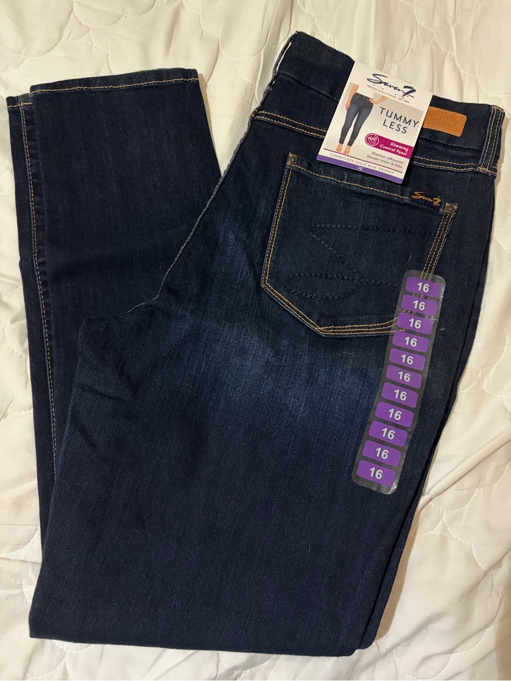 Seven7 Dark Indigo Jeans with Gold Logo Accent
